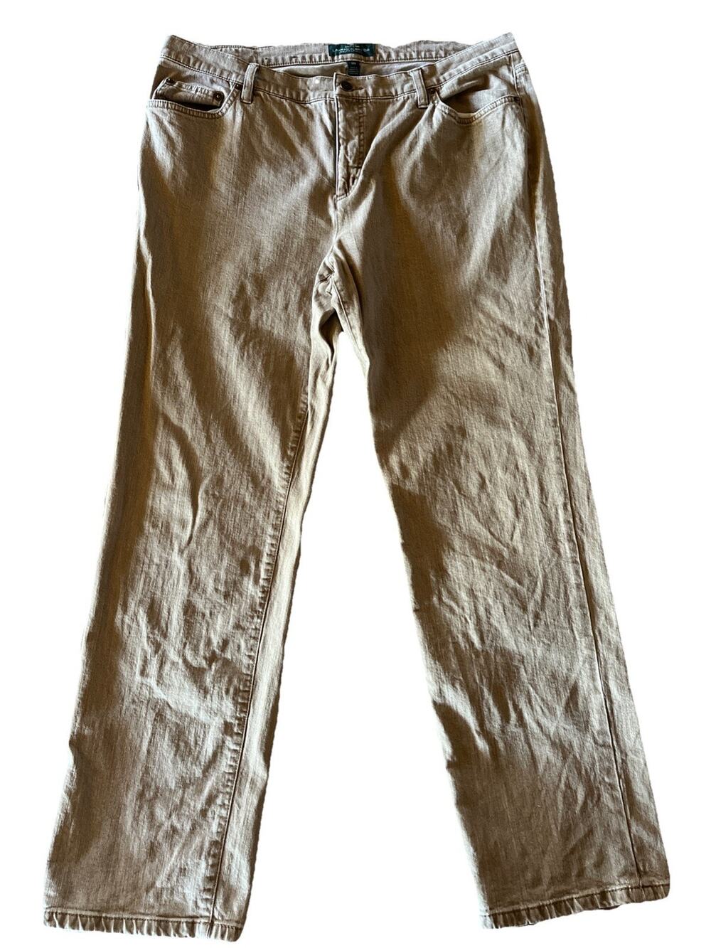 Lauren Ralph Lauren Jeans Co Straight Leg Jeans Womens 18 38x31 Beige Mid Rise